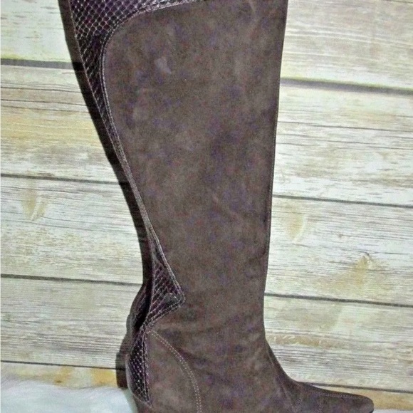 Valerie Stevens Val Flex Alegria 2 Snakeskin Brown Leather Boots - Picture 3 of 8